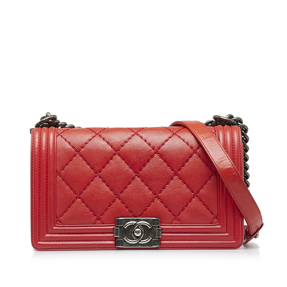 Pre-Loved Chanel Old Medium Calfskin Double Stitch Boy Flap